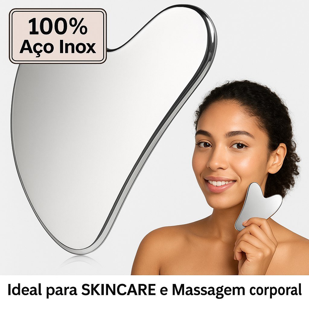 ️ Skincare Placa de Massagem e Corporal Gua Sha em Aço Inox – Beleza e Bem Estar Guacha