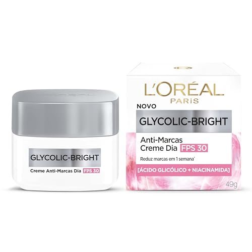 ️ L'Oréal Paris Glycolic-Bright, Creme Anti-Marcas Dia FPS 30 com Ácido Glicólico e Niacinamida para