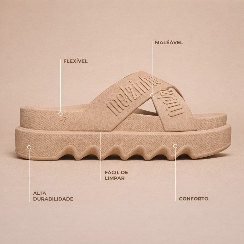 ️ Papete  Slide Plataforma Tratorada 2 Tiras Feminina